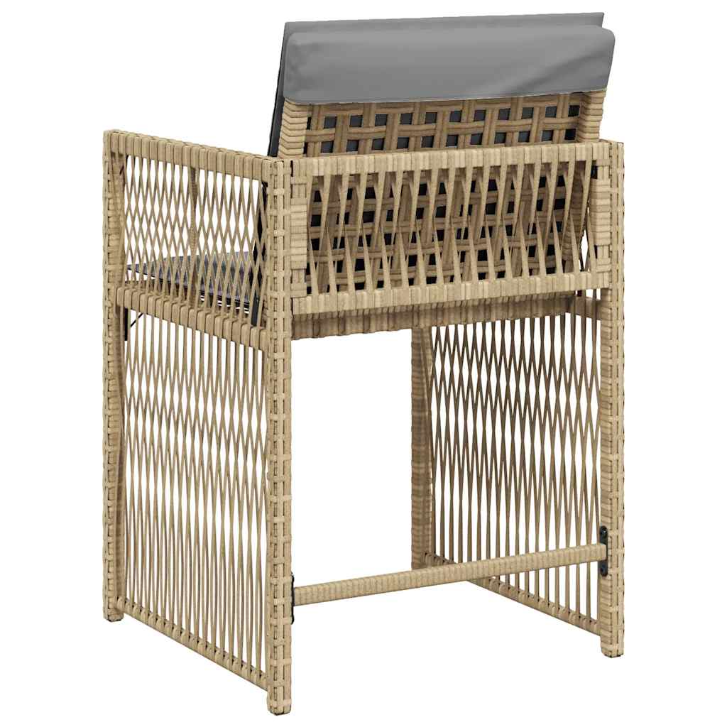 havestole 4 stk. med hynder polyrattan blandet beige