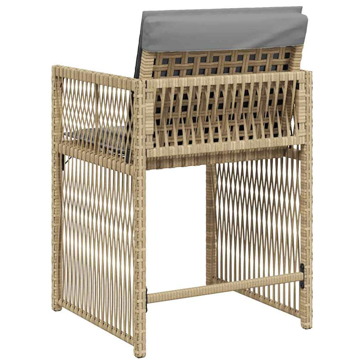 havestole 4 stk. med hynder polyrattan blandet beige
