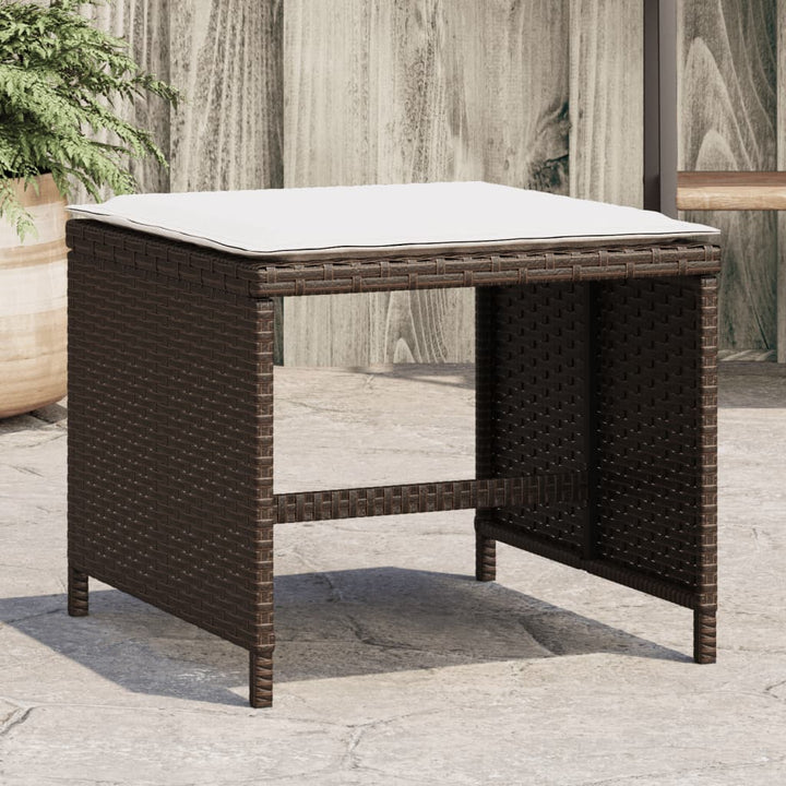 haveskamler 4 stk. med hynder 41x41x36 cm polyrattan brun