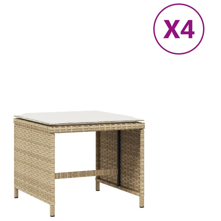 haveskamler 4 stk. med hynder 41x41x36 cm polyrattan beige