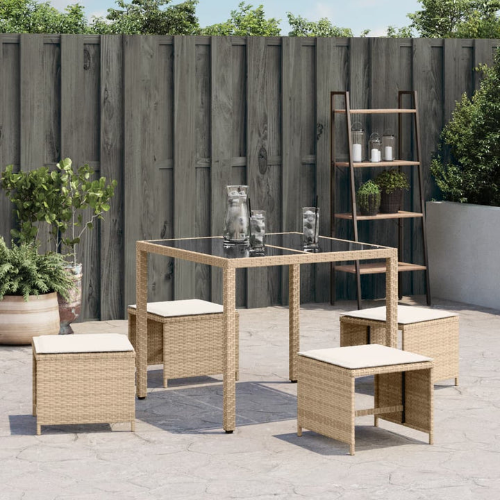 haveskamler 4 stk. med hynder 41x41x36 cm polyrattan beige