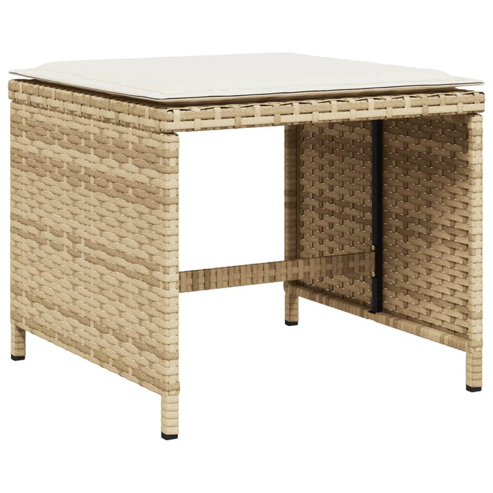haveskamler 4 stk. med hynder 41x41x36 cm polyrattan beige