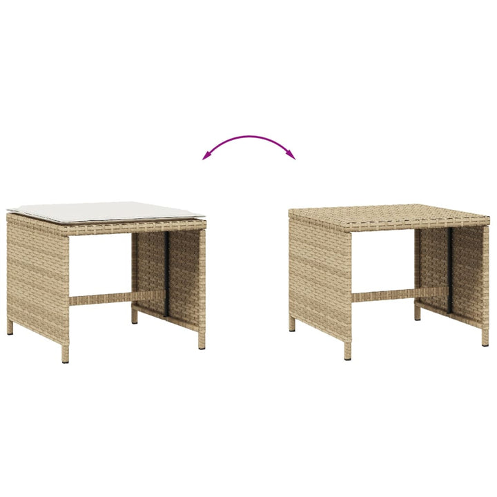 haveskamler 4 stk. med hynder 41x41x36 cm polyrattan beige