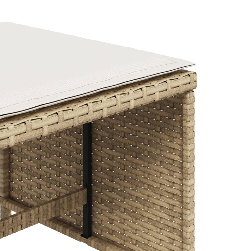 haveskamler 4 stk. med hynder 41x41x36 cm polyrattan beige