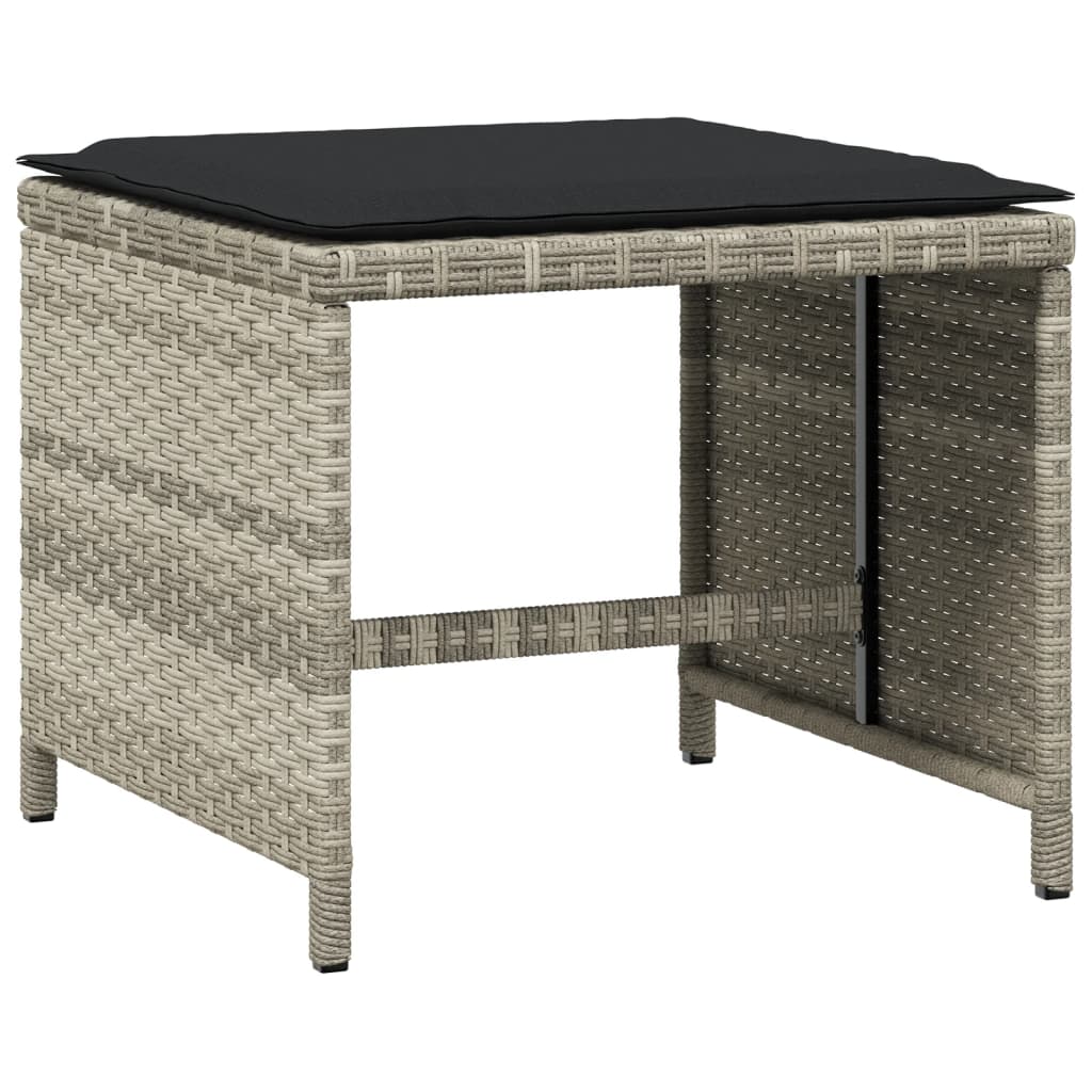 haveskamler 4 stk. med hynder 41x41x36 cm polyrattan lysegrå