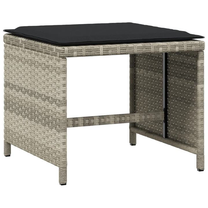 haveskamler 4 stk. med hynder 41x41x36 cm polyrattan lysegrå