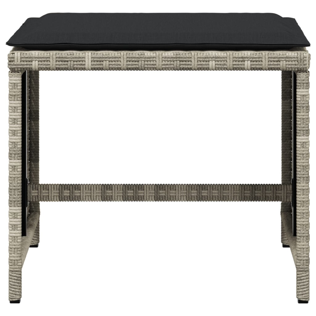 haveskamler 4 stk. med hynder 41x41x36 cm polyrattan lysegrå