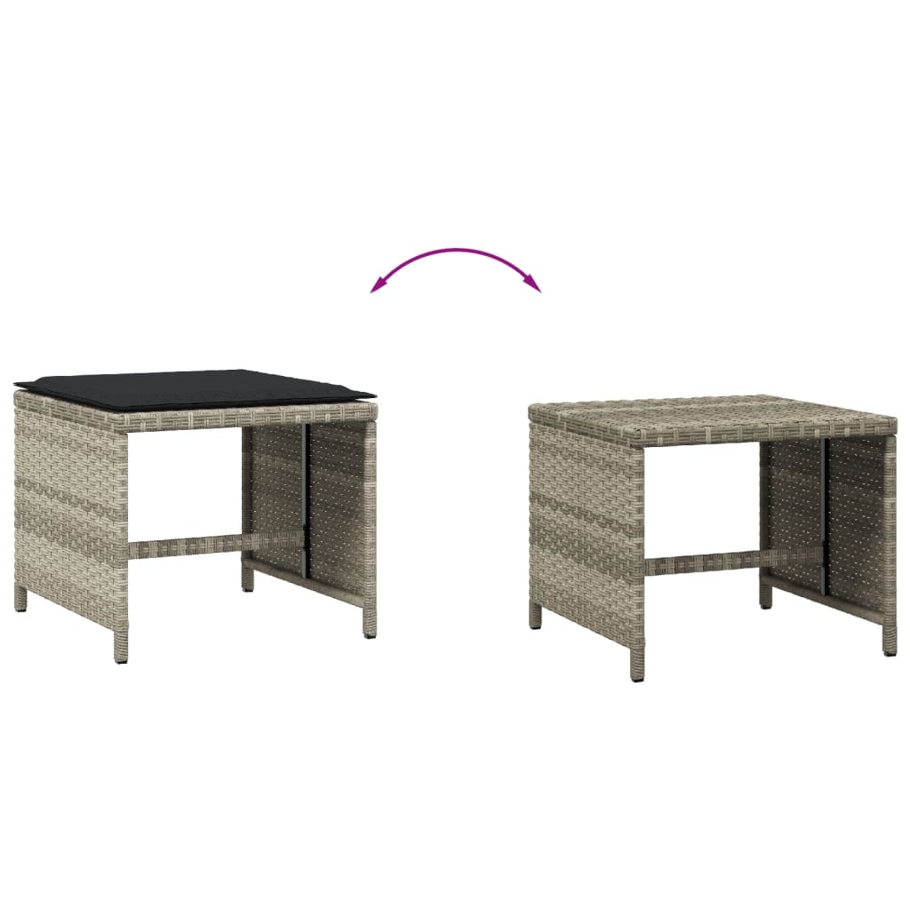 haveskamler 4 stk. med hynder 41x41x36 cm polyrattan lysegrå