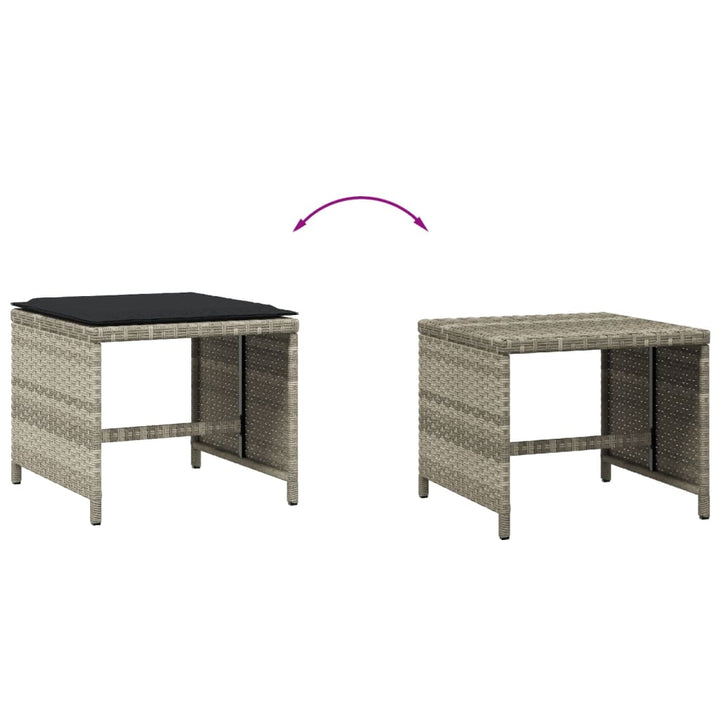 haveskamler 4 stk. med hynder 41x41x36 cm polyrattan lysegrå