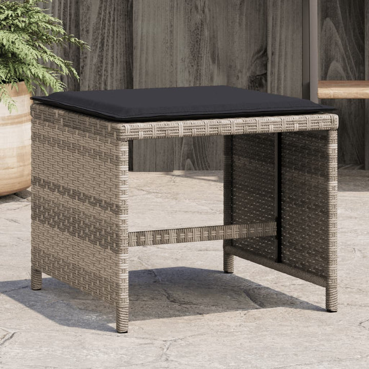 haveskamler 4 stk. med hynder 41x41x36 cm polyrattan lysegrå