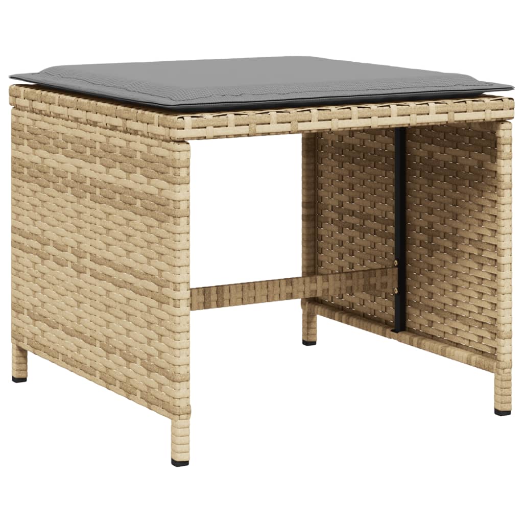 haveskamler 4 stk. med hynder 41x41x36 cm polyrattan beige