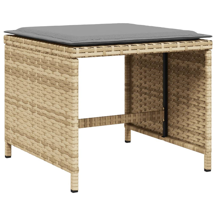 haveskamler 4 stk. med hynder 41x41x36 cm polyrattan beige