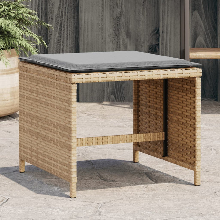 haveskamler 4 stk. med hynder 41x41x36 cm polyrattan beige