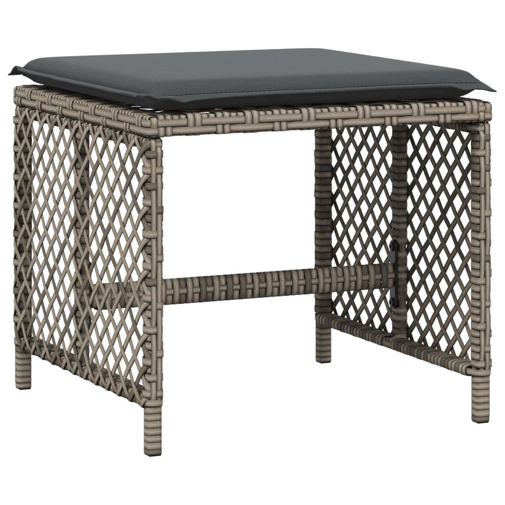 haveskamler 4 stk. med hynder 41x41x36 cm polyrattan grå