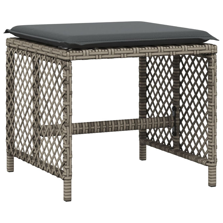 haveskamler 4 stk. med hynder 41x41x36 cm polyrattan grå