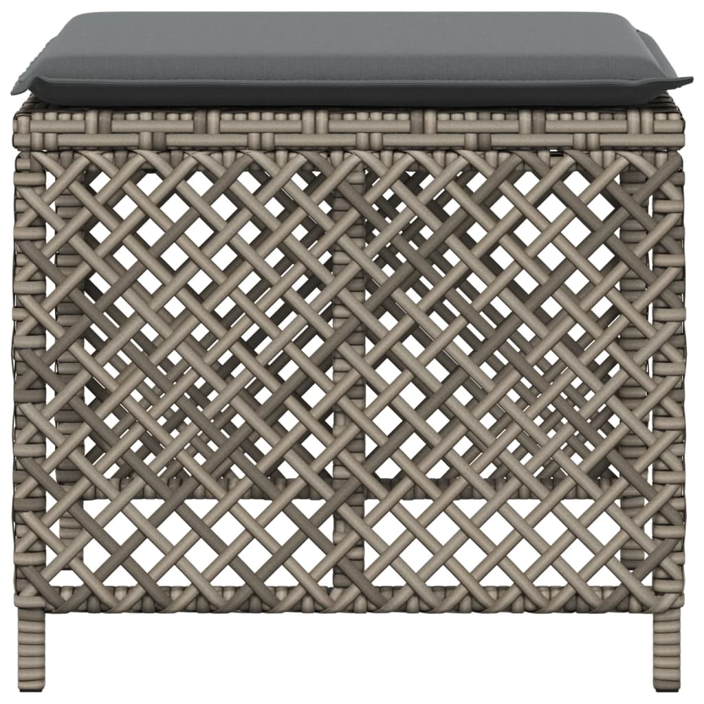 haveskamler 4 stk. med hynder 41x41x36 cm polyrattan grå