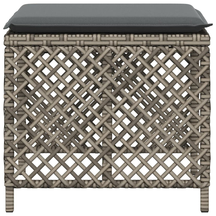 haveskamler 4 stk. med hynder 41x41x36 cm polyrattan grå