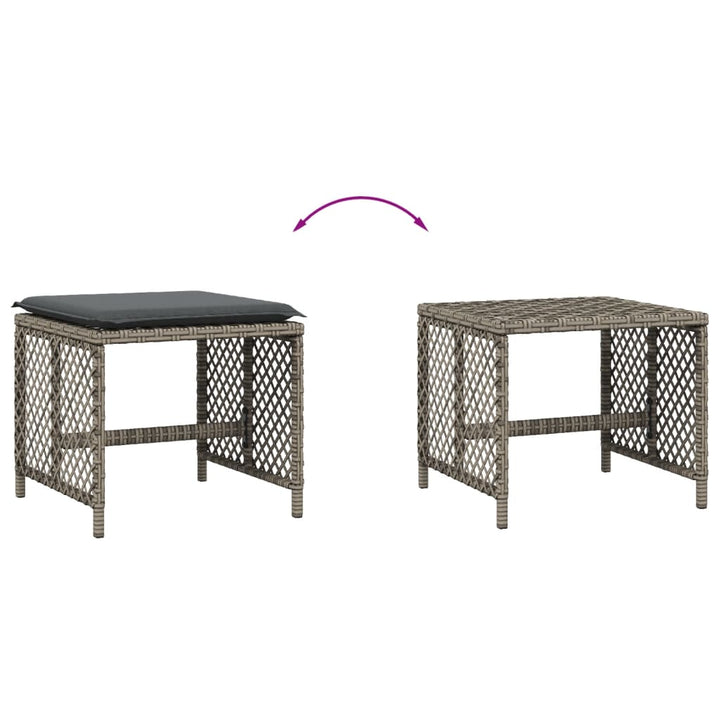 haveskamler 4 stk. med hynder 41x41x36 cm polyrattan grå