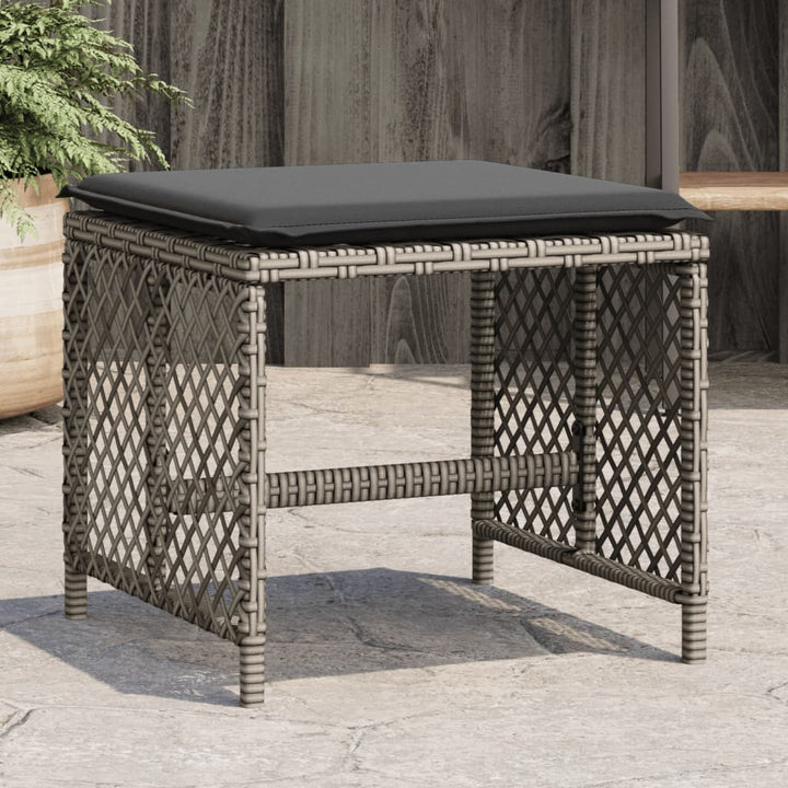 haveskamler 4 stk. med hynder 41x41x36 cm polyrattan grå
