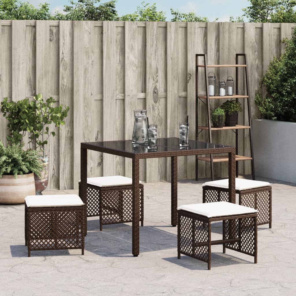 haveskamler 4 stk. med hynder 41x41x36 cm polyrattan brun