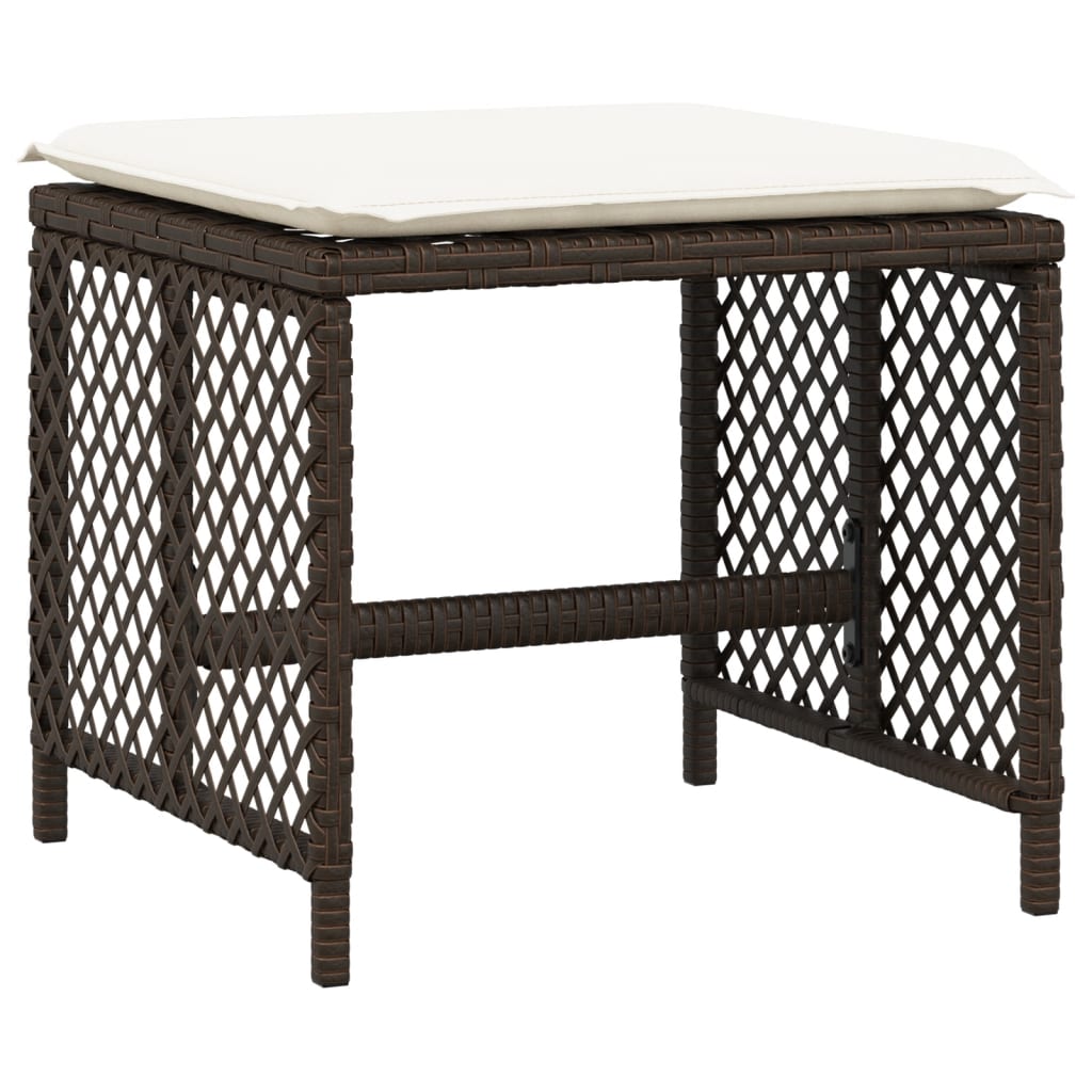 haveskamler 4 stk. med hynder 41x41x36 cm polyrattan brun