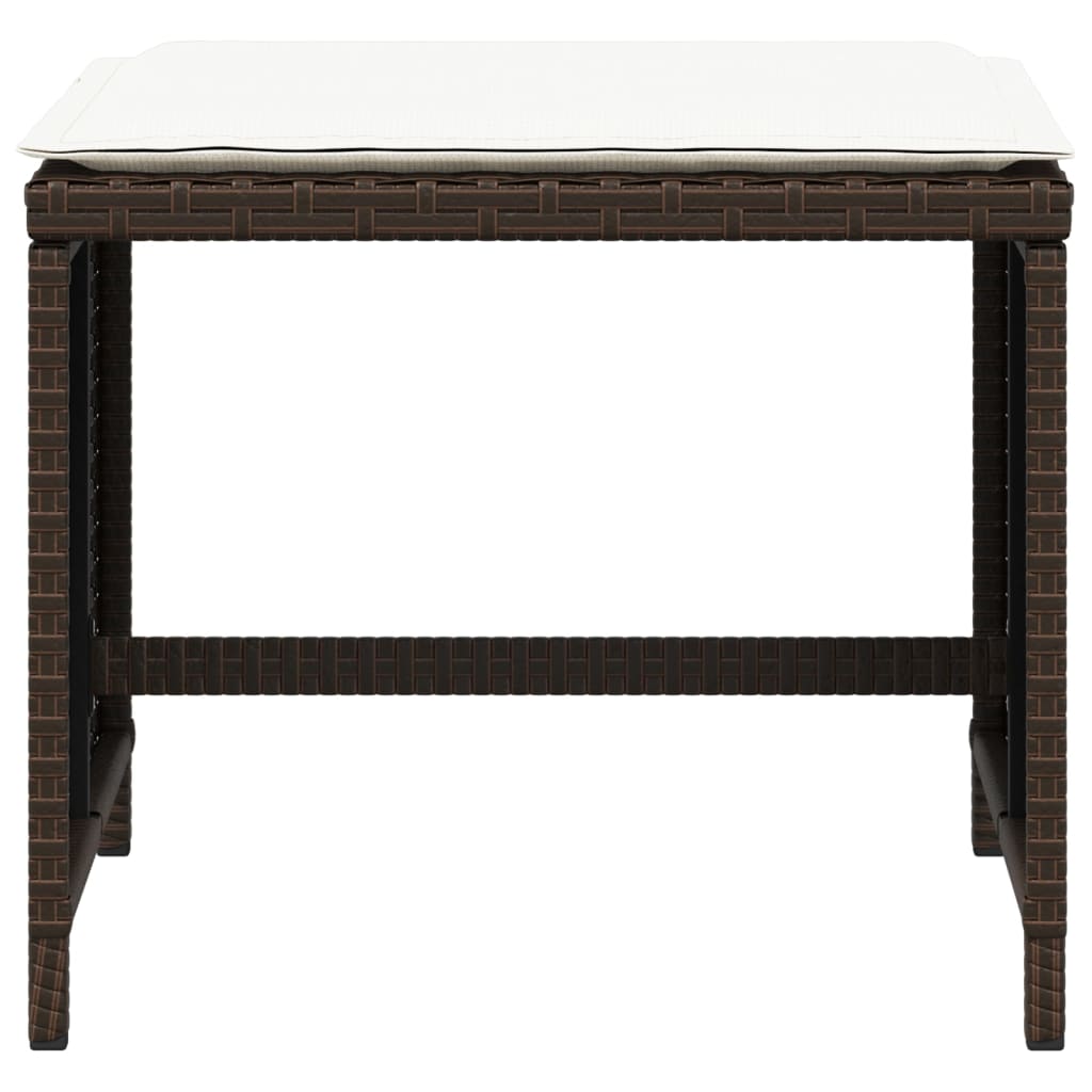 haveskamler 4 stk. med hynder 41x41x36 cm polyrattan brun