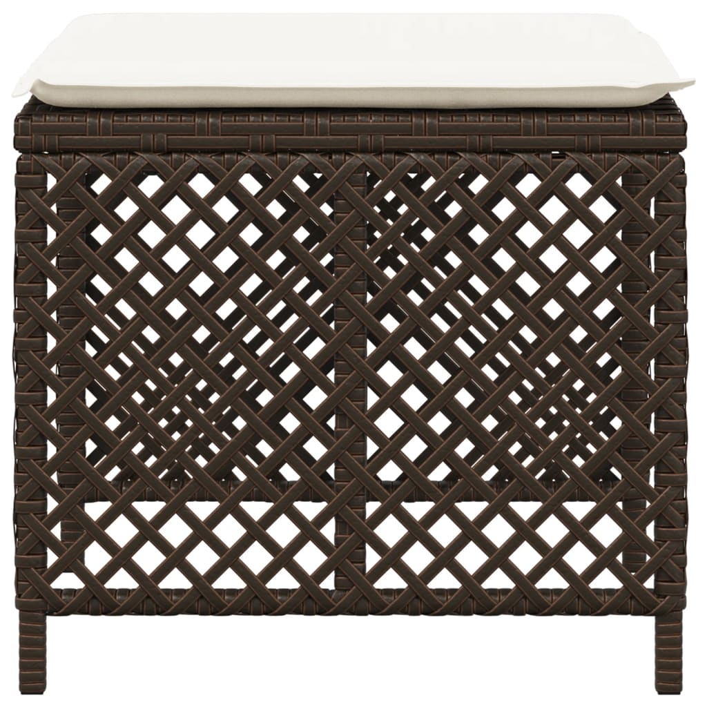 haveskamler 4 stk. med hynder 41x41x36 cm polyrattan brun