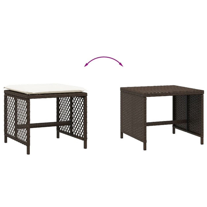 haveskamler 4 stk. med hynder 41x41x36 cm polyrattan brun