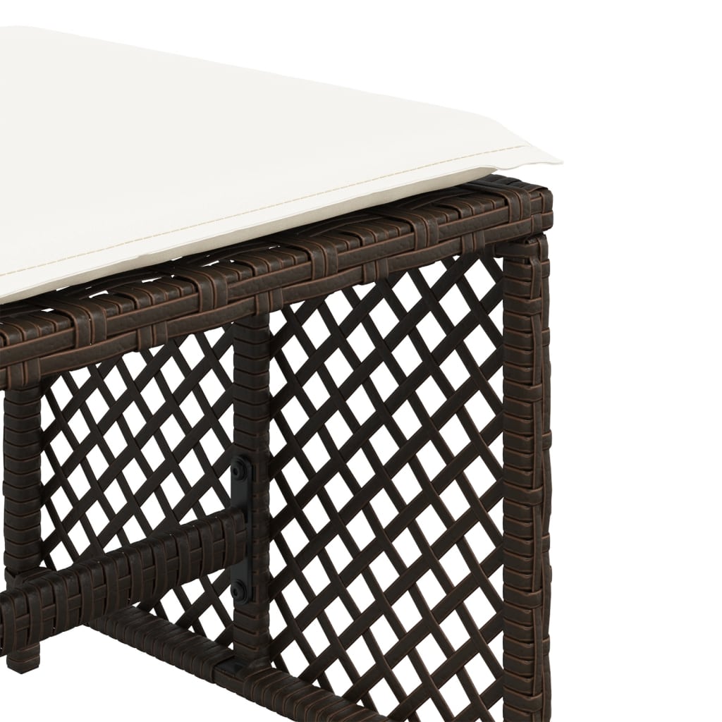 haveskamler 4 stk. med hynder 41x41x36 cm polyrattan brun
