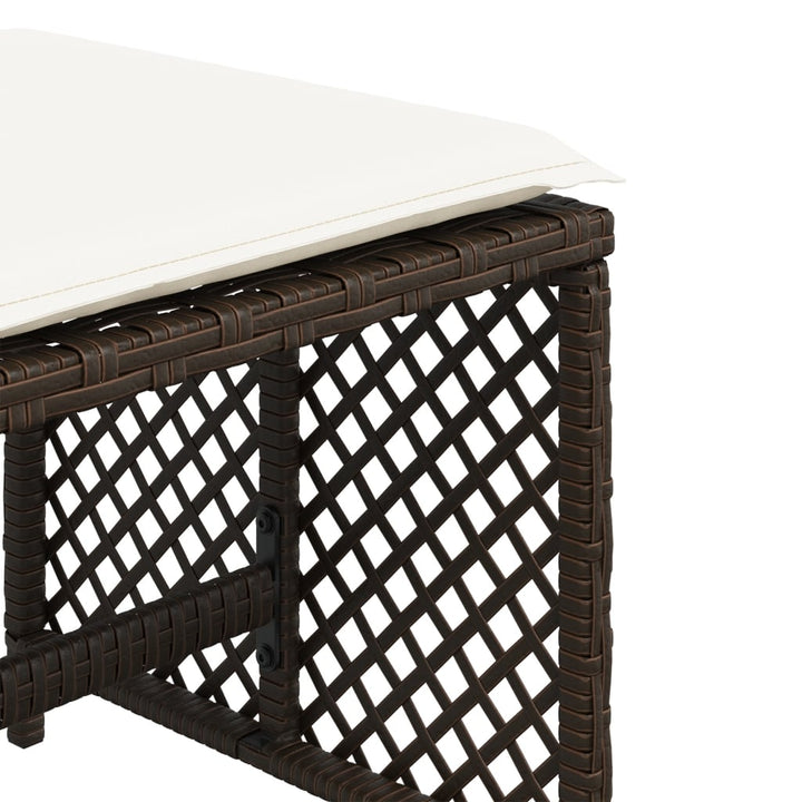 haveskamler 4 stk. med hynder 41x41x36 cm polyrattan brun