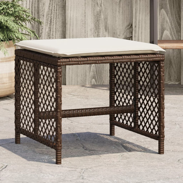 haveskamler 4 stk. med hynder 41x41x36 cm polyrattan brun