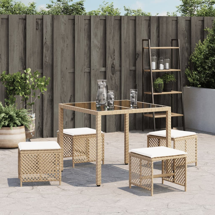 haveskamler 4 stk. med hynder 41x41x36 cm polyrattan beige
