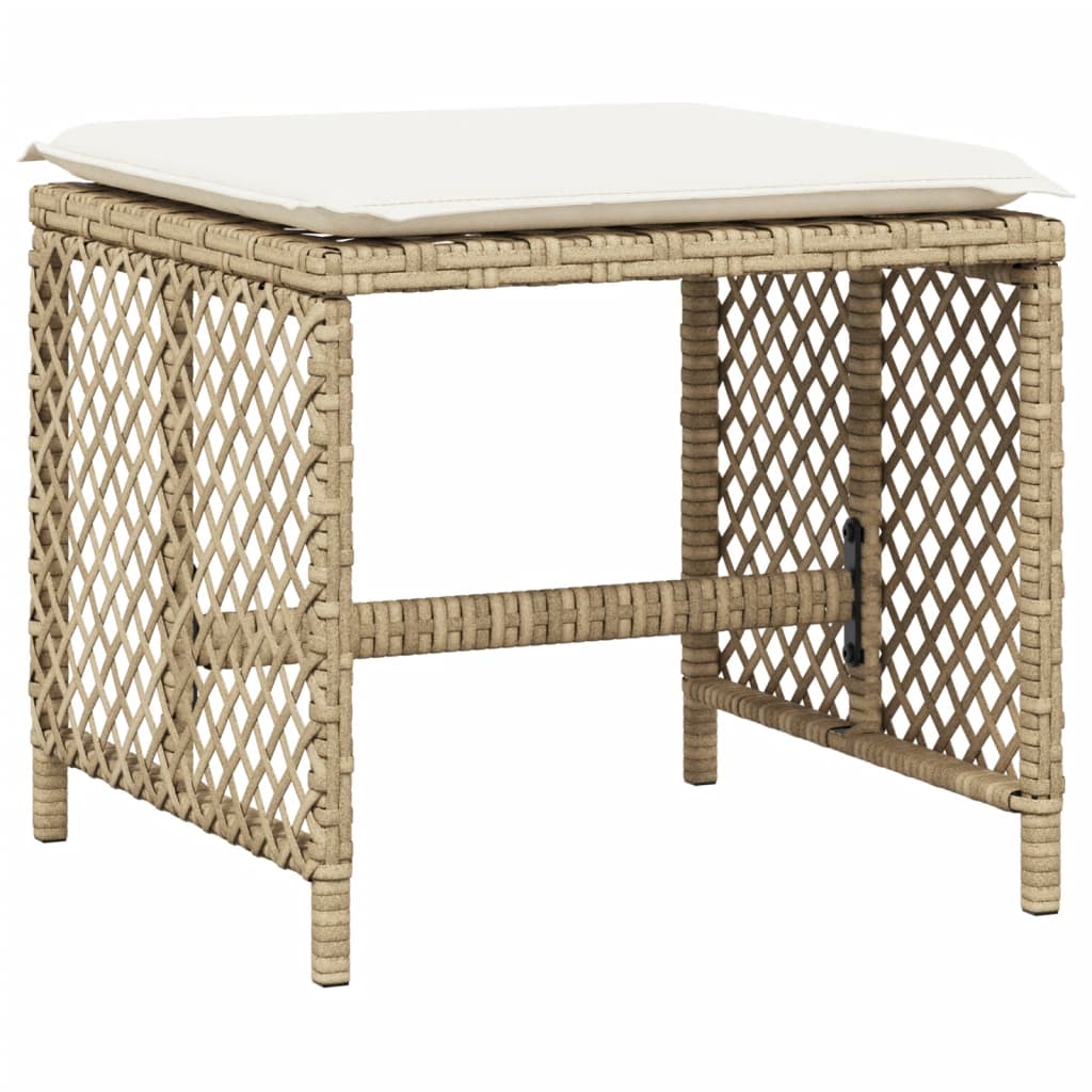 haveskamler 4 stk. med hynder 41x41x36 cm polyrattan beige
