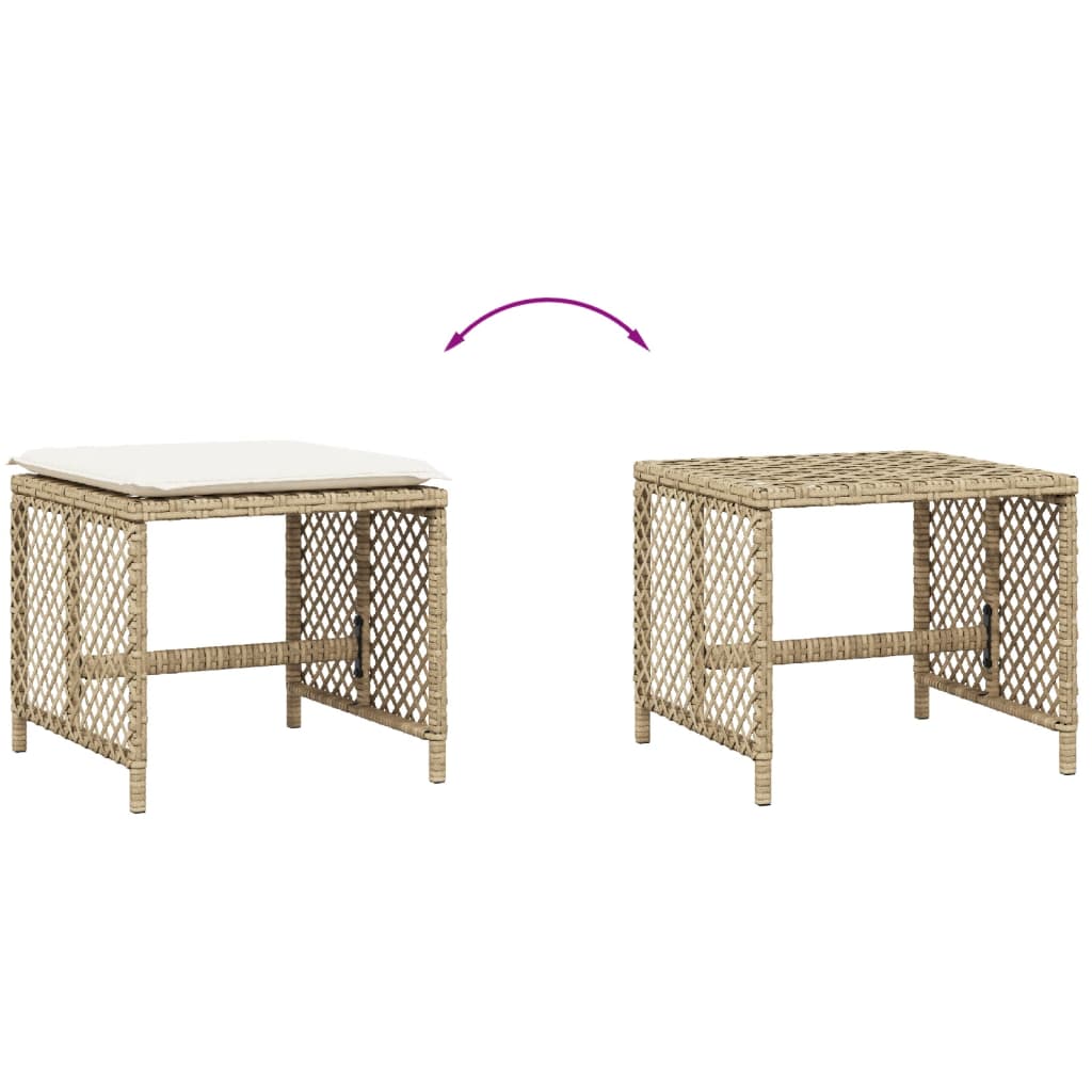 haveskamler 4 stk. med hynder 41x41x36 cm polyrattan beige