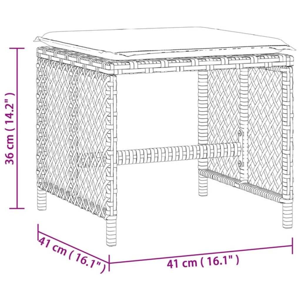 haveskamler 4 stk. med hynder 41x41x36 cm polyrattan beige
