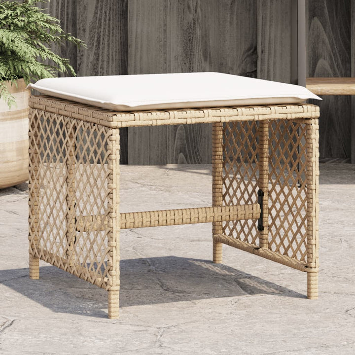 haveskamler 4 stk. med hynder 41x41x36 cm polyrattan beige