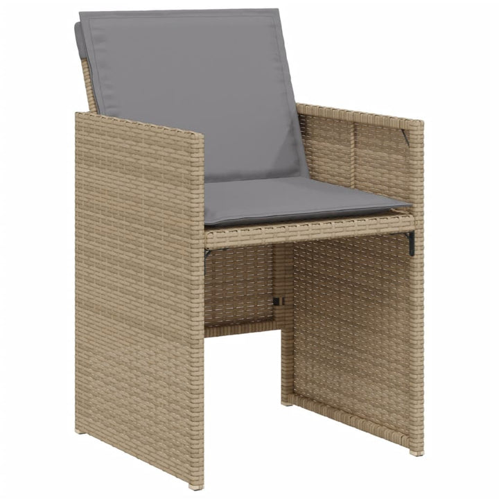 bistrosæt til haven 3 dele med hynder polyrattan blandet beige
