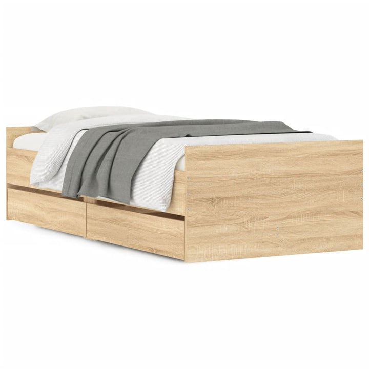sengestel med skuffer 100x200 cm sonoma-eg