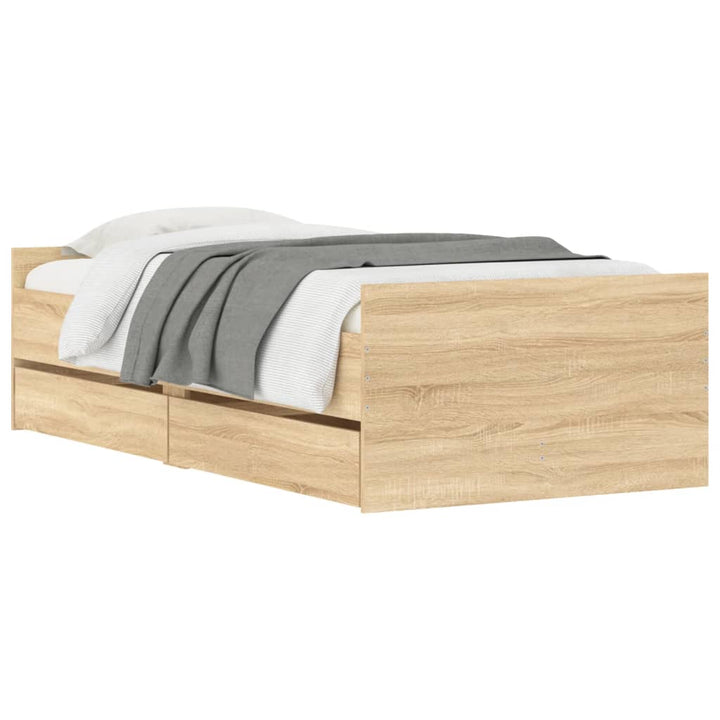 sengestel med skuffer 100x200 cm sonoma-eg