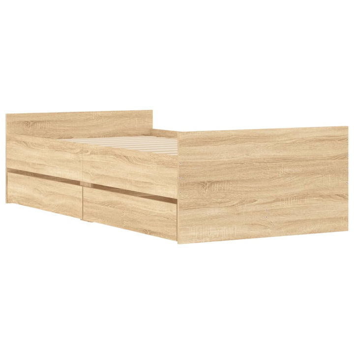 sengestel med skuffer 100x200 cm sonoma-eg