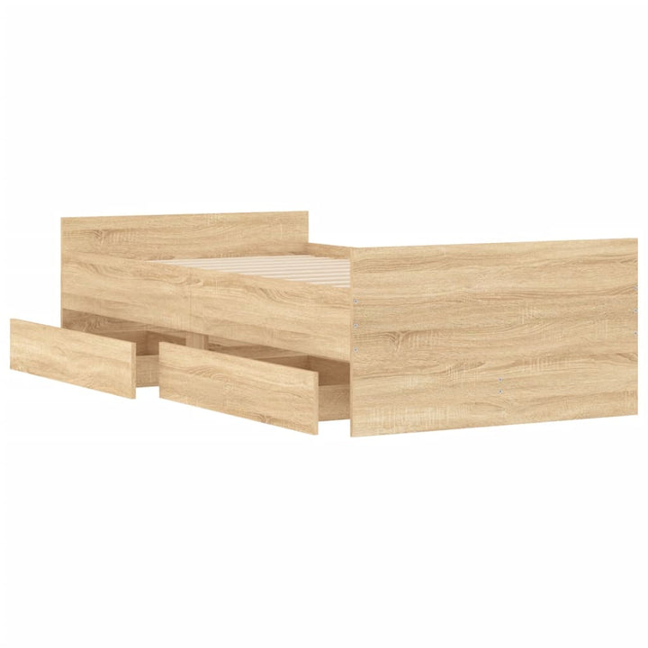 sengestel med skuffer 100x200 cm sonoma-eg