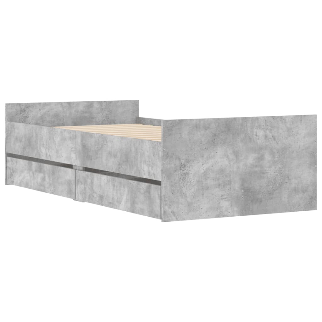 sengestel med skuffer 100x200 cm betongrå