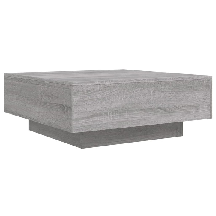 sofabord med LED-lys 80x80x31 cm grå sonoma-eg