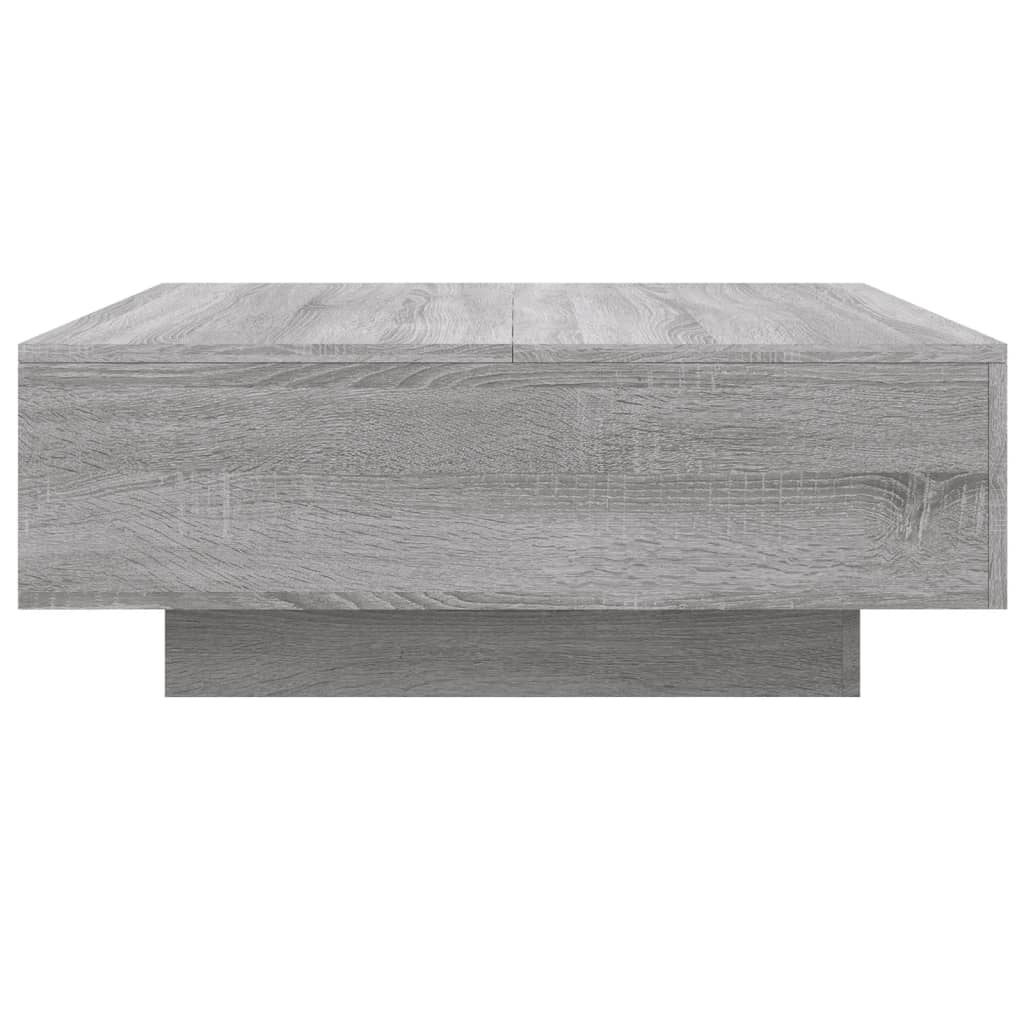 sofabord med LED-lys 80x80x31 cm grå sonoma-eg