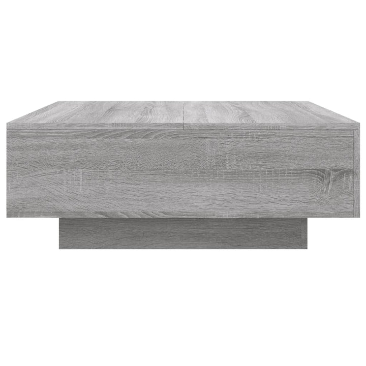 sofabord med LED-lys 80x80x31 cm grå sonoma-eg