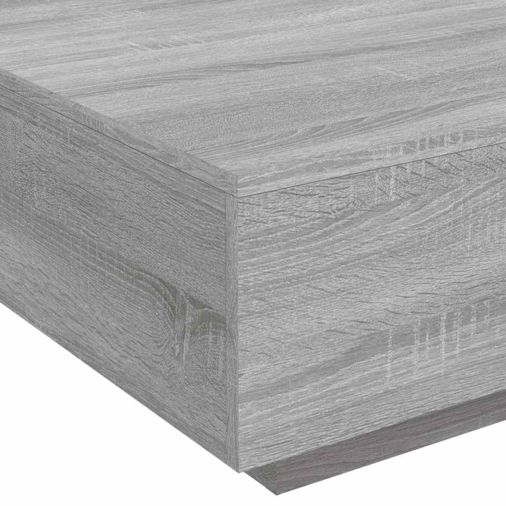 sofabord med LED-lys 80x80x31 cm grå sonoma-eg