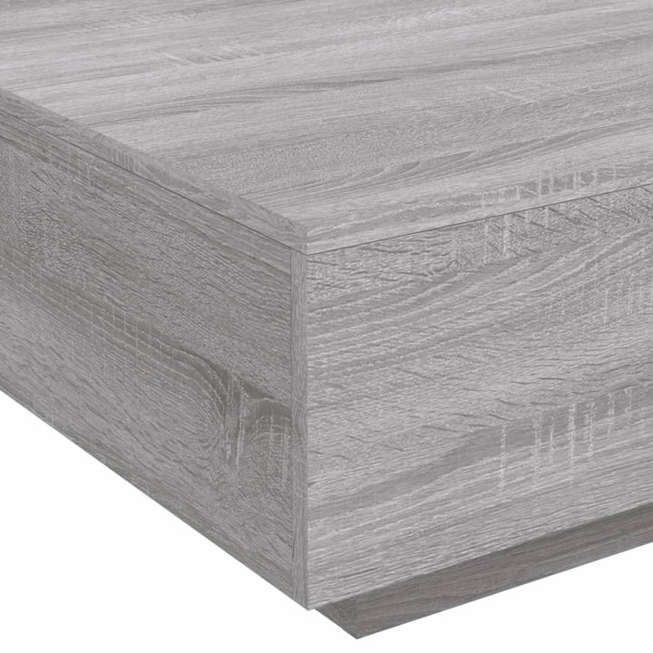 sofabord med LED-lys 80x80x31 cm grå sonoma-eg