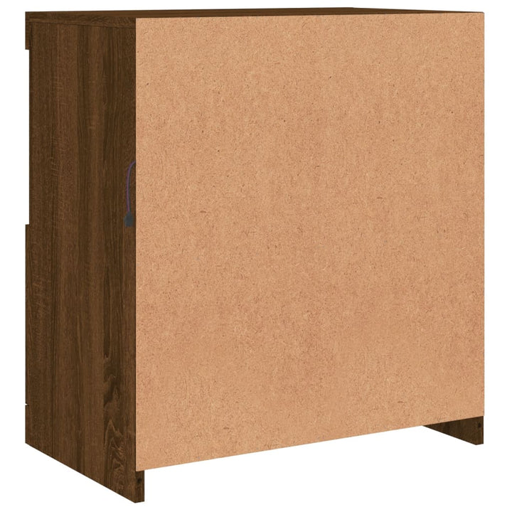 skænk med LED-lys 60,5x37x67 cm brun egetræsfarve
