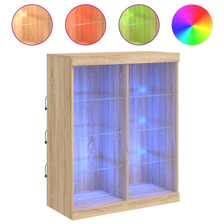 skænk med LED-lys 81x37x100 cm sonoma-eg