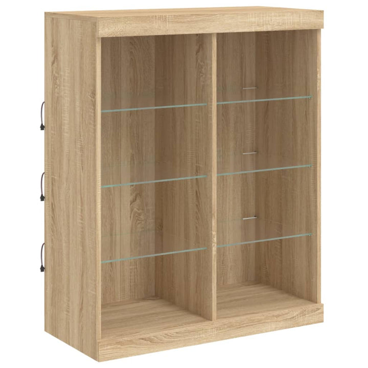 skænk med LED-lys 81x37x100 cm sonoma-eg
